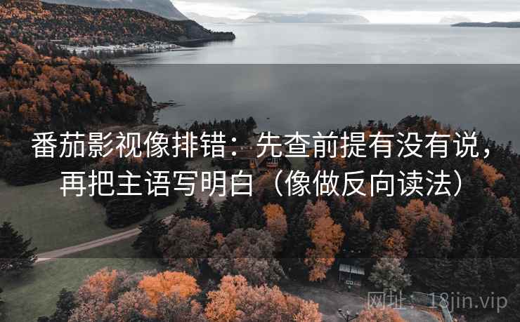 番茄影视像排错:先查前提有没有说,再把主语写明白(像做反向读法) 番茄影视像排错:先查前提有没有说,再把主语写明白(像做反向读法)